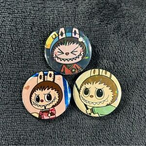Labubu 1.25” Handmade Holographic Buttons - Set Of 3